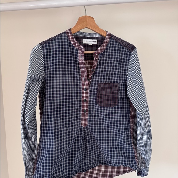 Uniqlo Tops - Uniqlo Navy and Red Checkered Shirt